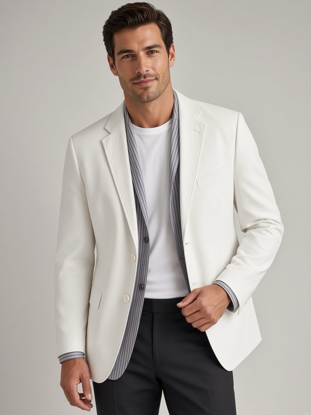 Madison Men's Cream Single-Breasted Blazer